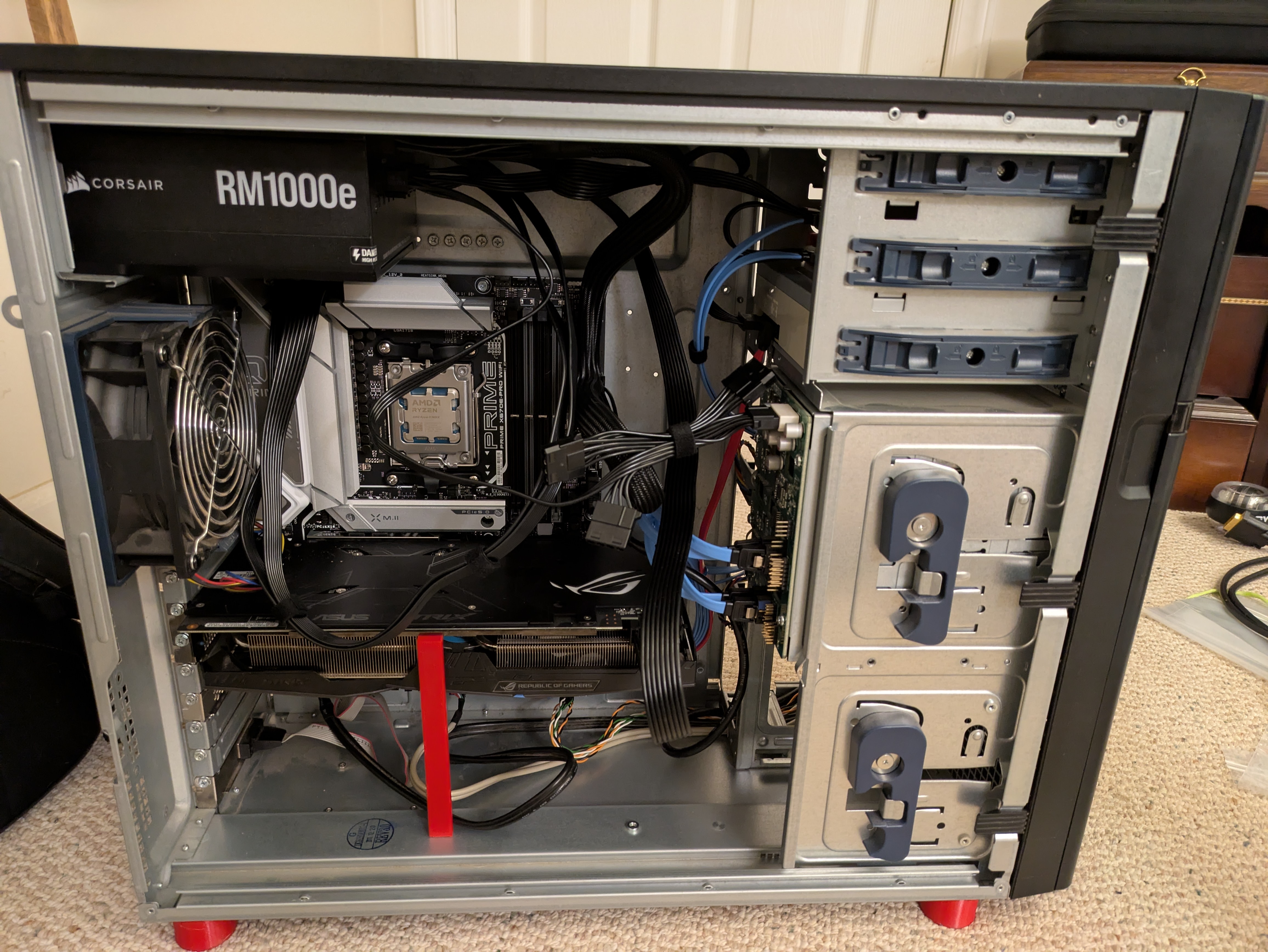 You can see the extended feet on the bottom of my case. I’ve been annoyed with this case from literally the moment I bought it because it doesn’t work well on a carpeted surface. Problem solved.