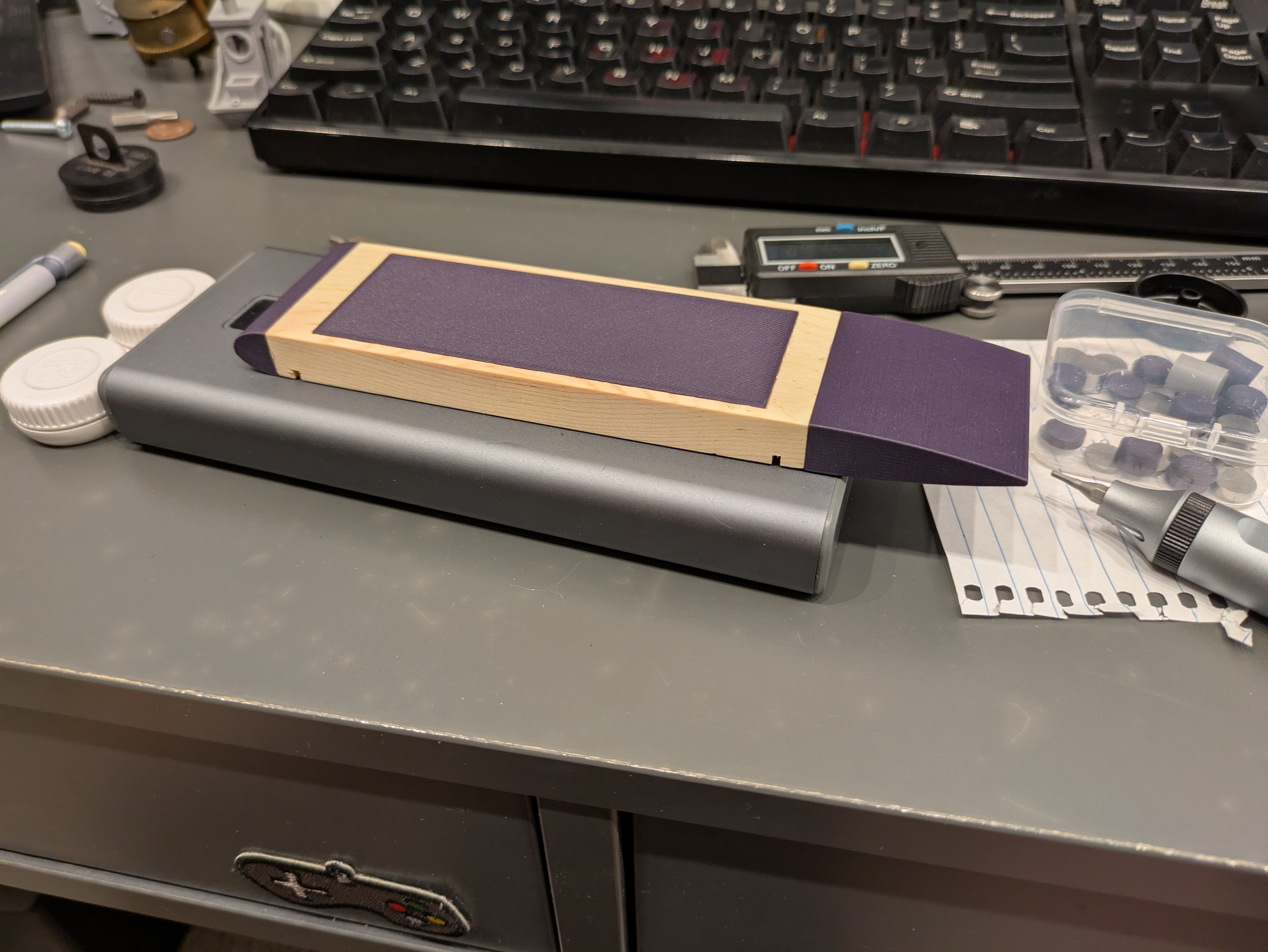 Our more realistic design ended up looking like this, boring but very fast. The nose cone adds almost half an inch to the front of the car for even more of that sweet, sweet potential energy.