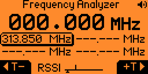 Screenshot from the qFlipper app, looking at the frequency analyzer