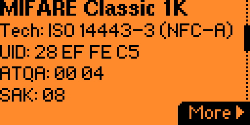 Flipper can already speak MIFARE Classic 1K. This part wasn’t hard.
