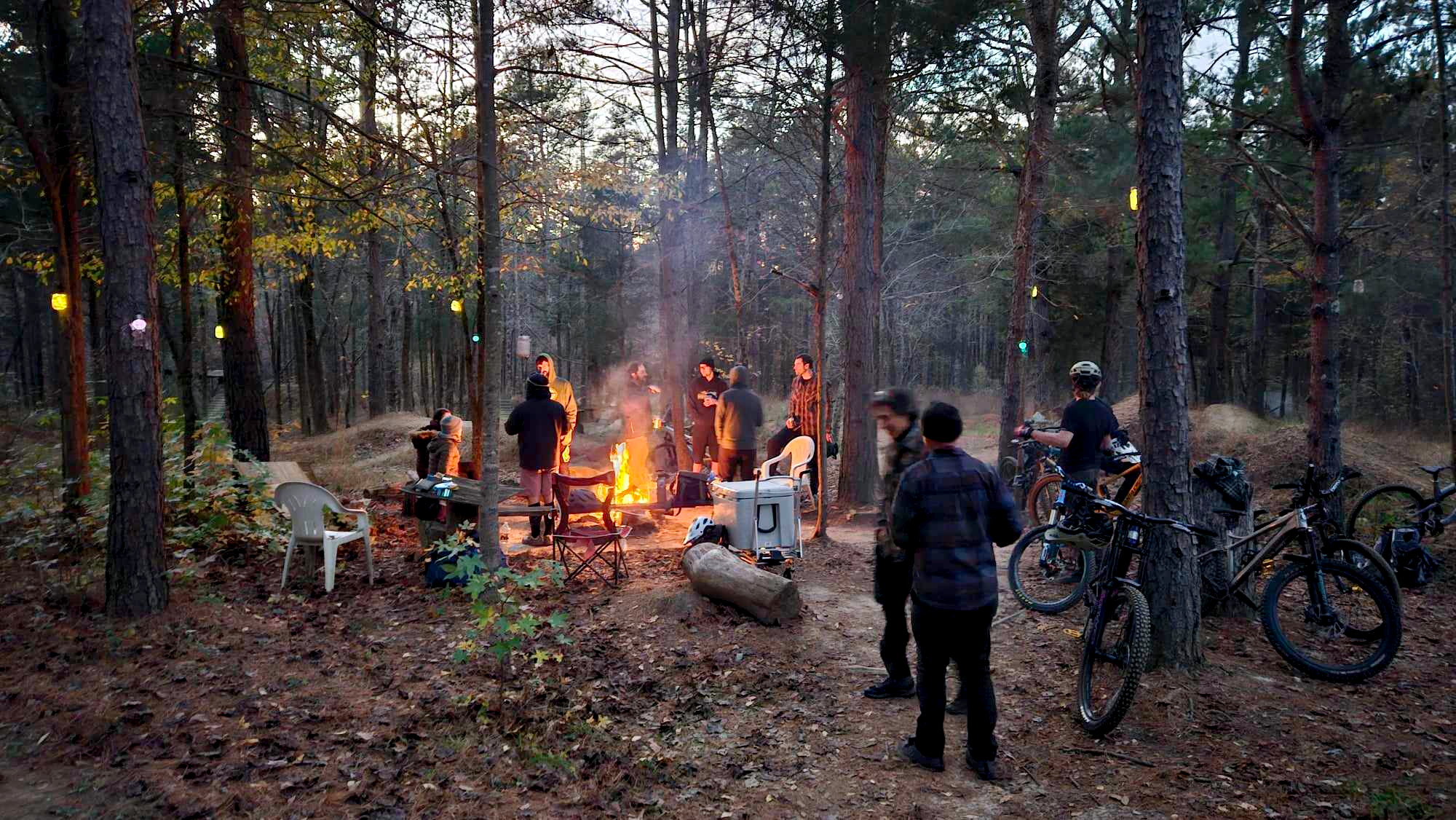 The campfire ring is the central gathering point during rides. It is a place of communion, safety meetings, and shenanigans alike.